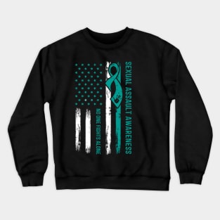 No One Fights Alone Sexual Assault American Flag Crewneck Sweatshirt